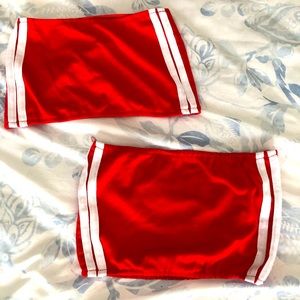 2 Red striped crop tops (2 Tops)